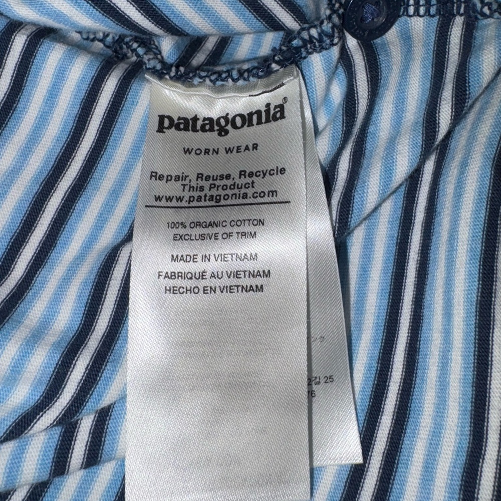 Patagonia Polo Shirt Mens Medium Short Sleeve Organic Cotton Preppy Striped - Picture 5 of 7